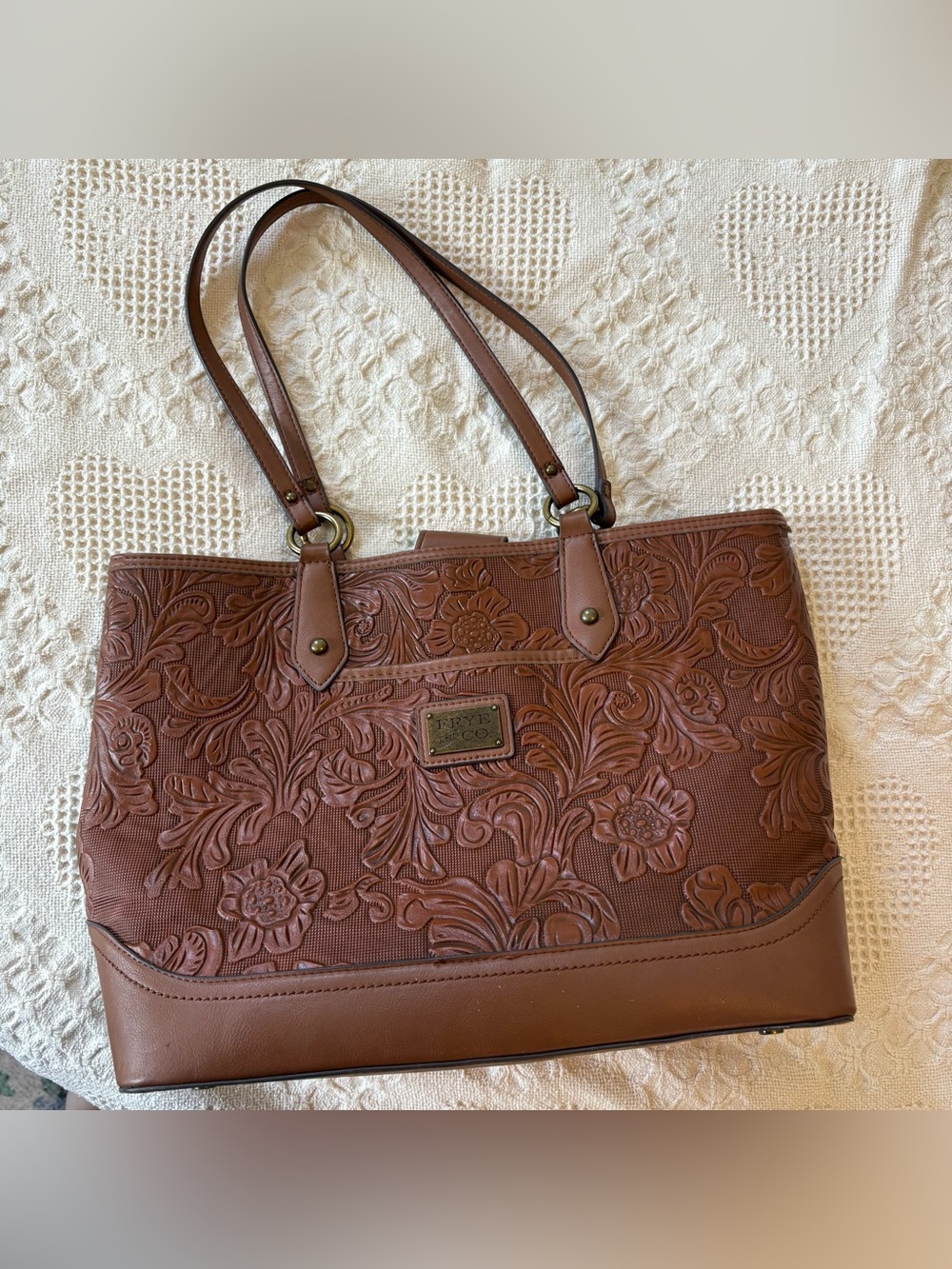 Frye Brown Floral Large Tote